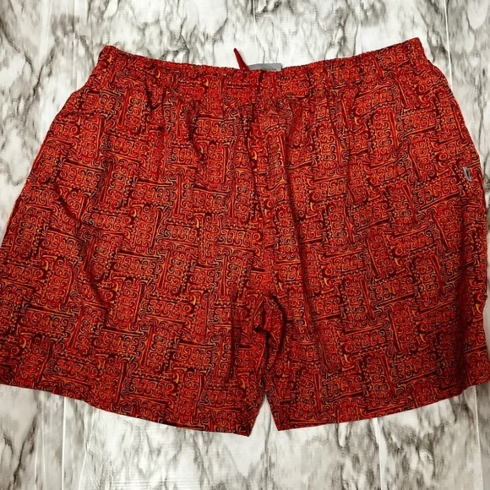 Vibrant Red Swim Trunks with Abstract Pattern Mad Iguana Sz 3XL Beachy Summer